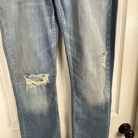 Levis 524 Too Superlow Womens Jeans Size 5M Blue Wash Straight Leg Distressed N - Picture 7 of 12